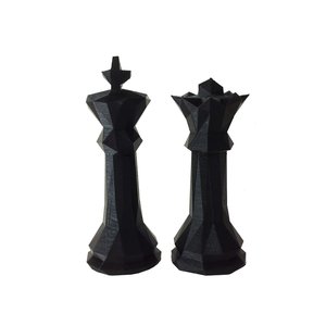 Estatuetas Rei e Rainha - Peças decorativas De Xadrez - Decoração - Toque 3D:Preto