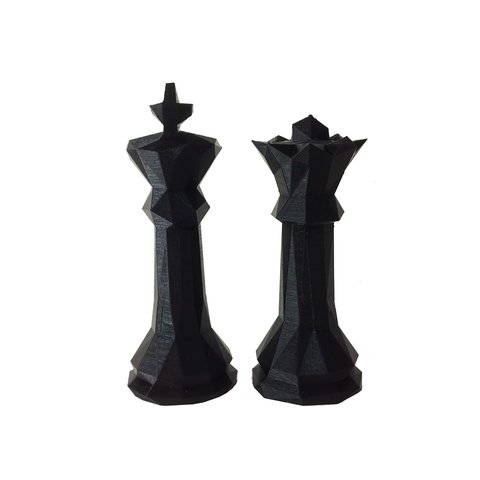 Estatuetas Rei e Rainha - Peças decorativas De Xadrez - Decoração - Toque 3D:Preto