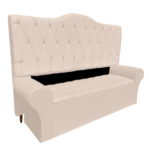 Conjunto Cabeceira Casal e Recamier Baú 140cm Calçadeira Banco Quarto Estofado:suede Bege Claro