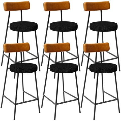 Kit 06 Banquetas Baixa Cozinha Sala Jantar Bancada Milão L02 Couríssimo Whisky Chumbo - Lyam Decor L