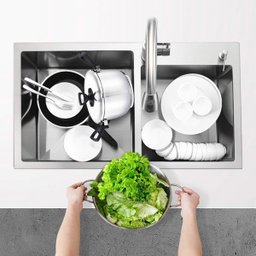 Cuba Cozinha Dupla Goumert Aço Inox Escorredor Luxo Lava Louça Alimentos Limpa Pia Balcao Bancada Ar - 6