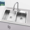 Ver imagem 7 de Cuba Cozinha Dupla Goumert Aço Inox Escorredor Luxo Lava Louça Alimentos Limpa Pia Balcao Bancada Ar