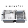 Cuba Cozinha Dupla Goumert Aço Inox Escorredor Luxo Lava Louça Alimentos Limpa Pia Balcao Bancada Ar - 3