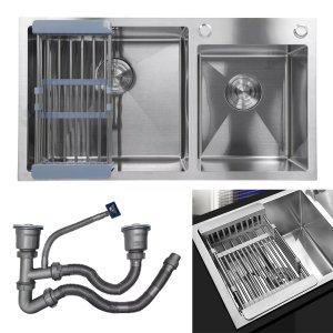 Cuba Cozinha Dupla Goumert Aço Inox Escorredor Luxo Lava Louça Alimentos Limpa Pia Balcao Bancada Ar
