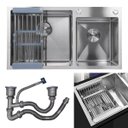 Ver imagem 1 de Cuba Cozinha Dupla Goumert Aço Inox Escorredor Luxo Lava Louça Alimentos Limpa Pia Balcao Bancada Ar