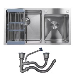 Cuba Cozinha Dupla Goumert Aço Inox Escorredor Luxo Lava Louça Alimentos Limpa Pia Balcao Bancada Ar - 4