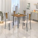 Ver imagem 2 de Mesa Tubular 75x75cm Tampo de Madeira 4 Lugares Júlia Prata