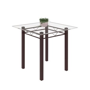 Mesa Tubular 75x75cm Tampo de Vidro 4 Lugares Júlia