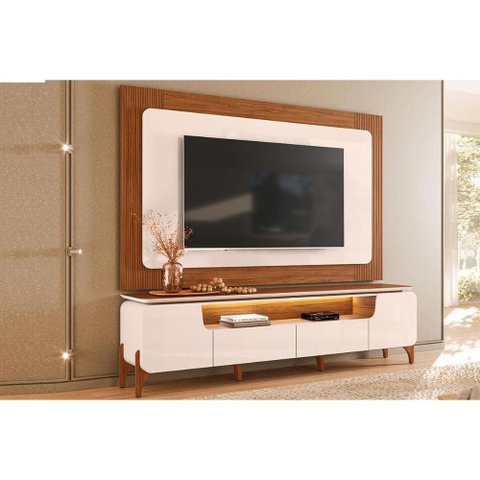 Rack c/Painel p/ TV até 75 pol Alicia Off/Freijó DJ Móveis