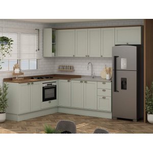 Armário de Cozinha Modulada Completa em L 10 Peças 3,52m 02 Iluminata Genialflex