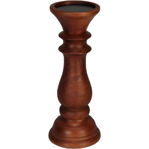 Castiçal Porta Vela Decorativo Home&co Madeira 23x9x9cm Marrom