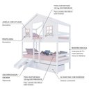 Ver imagem 4 de Beliche Casinha Dos Sonhos com Escada/ Escorregador e 02 Gavetas Madeira Maciça Branco/ Rosa Housin