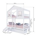 Ver imagem 3 de Beliche Casinha Dos Sonhos com Escada/ Escorregador e 02 Gavetas Madeira Maciça Branco/ Rosa Housin