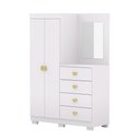 Ver imagem 1 de Cômoda Guarda-roupa Cristal 2 Portas 4 Gavetas - Aurum:branco