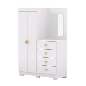 Cômoda Guarda-roupa Cristal 2 Portas 4 Gavetas - Aurum:branco