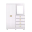 Ver imagem 2 de Cômoda Guarda-roupa Cristal 2 Portas 4 Gavetas - Aurum:branco