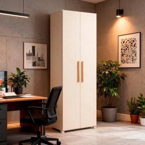 Armário Multiuso Bell 2 Portas 4 Prateleiras BP 63cm Bege