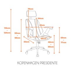 Cadeira Escritório Presidente Giratória Corino Kopenhagen - 3