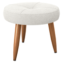 Ver imagem 1 de Puff Malaga Bouclé Bege 43cm com Pés em Madeira para Sala Quarto e Decoração