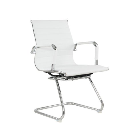 Cadeira Escritório Interlocutor Fixa Esteirinha Corino Manhattan Branco