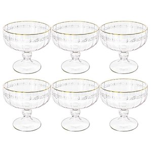 Taça de Sobremesa em Cristal Imperial Fio de Ouro 200ml 6 Peças - Lyor