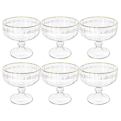 Taça de Sobremesa em Cristal Imperial Fio de Ouro 200ml 6 Peças - Lyor