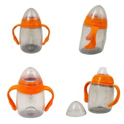 Copo com Alça e Bico Silicone Laranja - 220ml - 8m+ - Clingo - 3