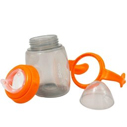 Copo com Alça e Bico Silicone Laranja - 220ml - 8m+ - Clingo - 2