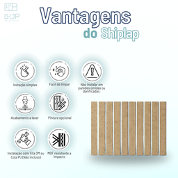 Kit 6 Painel Ripas Shiplap Mdf 3mm Decoração Parede 3d - 4