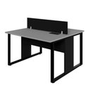 Ver imagem 2 de Plataforma Dupla 1,20 m X 1,20 m com Divisória e Caixas de Tomadas Pés Metal F5 Office Cor:Cinza