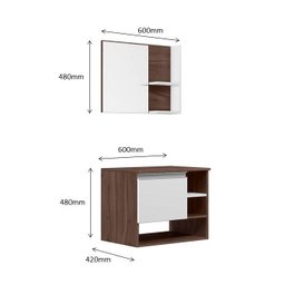 CONJUNTO ARMARIO FRANÇA PARA BANHEIRO SEM CUBA NOGAL EBANO - 3