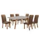 Ver imagem 1 de Mesa de Jantar Copper 180cm Madeira Tampo Vidro Canto Copo com 6 Cadeiras Lorena Moderna Mobília