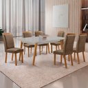Ver imagem 6 de Mesa de Jantar Copper 180cm Madeira Tampo Vidro Canto Copo com 6 Cadeiras Lorena Moderna Mobília