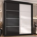 Ver imagem 1 de Guarda-roupas Casal 2 Portas de Correr 4 Gavetas Chicago Multimóveis Mp4268 Branco/preto