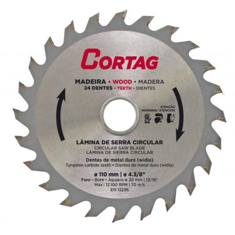 Disco de Serra Circular para Madeira Cortag 100mm 24 Dentes