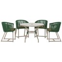 Ver imagem 1 de Mesa com 4 Cadeiras de Jantar Roma 100cm e Noronha em Aluminío Fendi Corda Nautica Estofado 13 Trama