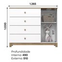 Ver imagem 6 de Jogo de Quarto Infantil Aconchego com Guarda Roupa e Cômoda Branco/jequitibá - Móveis Henn