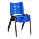 Ver imagem 1 de Kit 3 Cadeiras Prisma Iso Fixa para Igreja Recepção Sala de Espera Azul