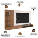 Ver imagem 4 de Painel para TV 60 pol com Bancada Suspensa 190cm Elion D05 Freijó Off White - Lyam Decor