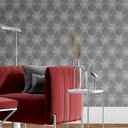 Ver imagem 4 de Papel de Parede Adesivo 3d Sala Hexágono Geométrico Cinza e Branco