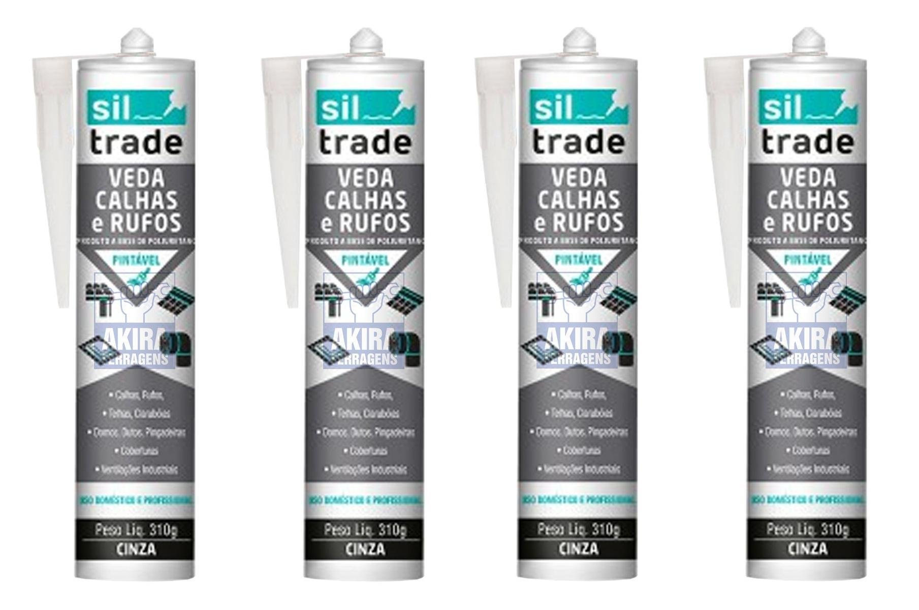 Kit 4 Selante Veda Calha Siltrade Poliuretano Cinza 310g - 1
