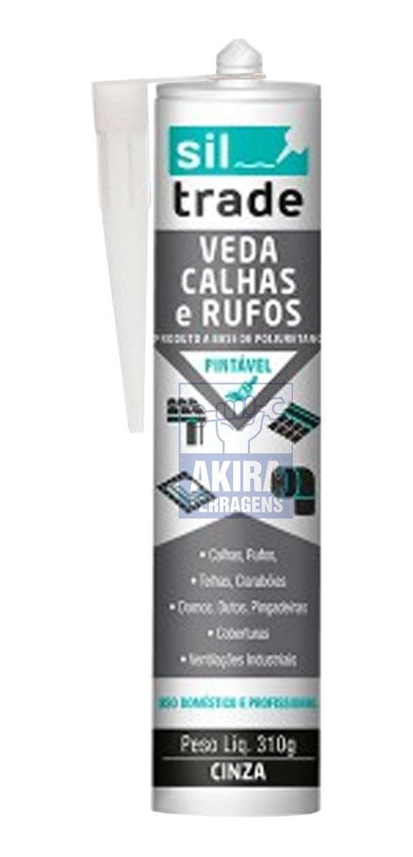 Kit 4 Selante Veda Calha Siltrade Poliuretano Cinza 310g - 2