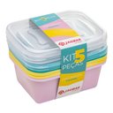 Ver imagem 1 de Kit 5 Potes Multiusos Organizadores com Tampa - 750ml - Conjunto de Pote Jaguar - 5pc Retangular 750