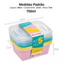 Ver imagem 3 de Kit 5 Potes Multiusos Organizadores com Tampa - 750ml - Conjunto de Pote Jaguar - 5pc Retangular 750