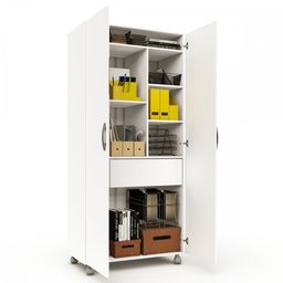 Armário para Escritório Multi 2 Portas Com Rodízio Branco - Pnr Móveis - 11