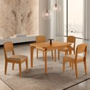 Ver imagem 1 de Conjunto Sala de Jantar Mesa Dublin Canto Copo de MDF e 4 Cadeiras Cleo Yescasa Marrom/Turim/Marromle