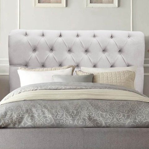 Cabeceira Estofada Cama Box King 195cm París Corino Cinza Claro- Mabe Magazine