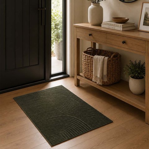 Tapete Sala Quarto 0,50x1,00m Baixo Alto Relevo Realce:sand Verde/0,50x1,00m