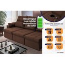 Ver imagem 4 de Sofá Retrátil Reclinável Verona Usb + Porta Copo 2,30m Suede Velut Marrom C/ Molas no Assento -
