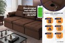 Ver imagem 4 de Sofá Retrátil Reclinável Verona Usb + Porta Copo 2,30m Suede Velut Marrom C/ Molas no Assento -
